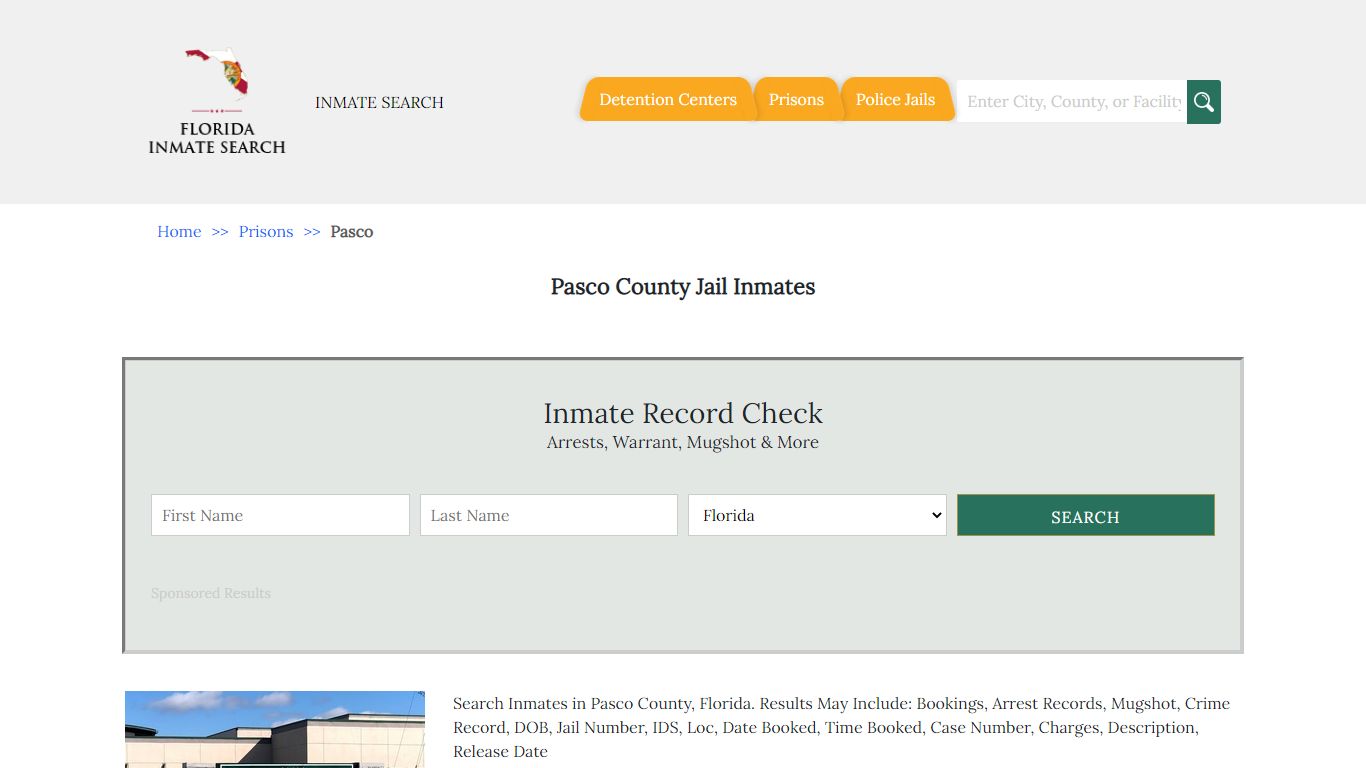 Pasco County Jail Inmates | Florida Inmate Search